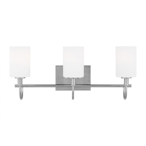 Oak Moore traditional 3-light LED indoor dimmable bath vanity wall sconce in brushed nickel silver f (7725|4457103EN3-962)