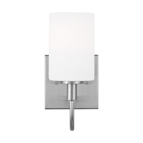 Oak Moore traditional 1-light indoor dimmable bath vanity wall sconce in brushed nickel silver finis (7725|4157101-962)