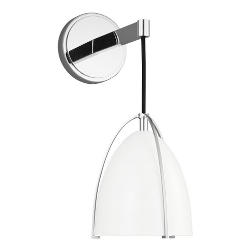 Norman modern 1-light indoor dimmable bath vanity wall sconce in chrome silver finish with matte whi (7725|4151801-05)