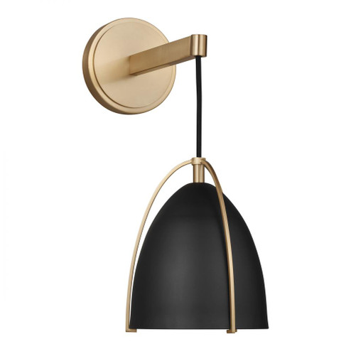 Norman modern 1-light indoor dimmable bath vanity wall sconce in satin brass gold finish with midnig (7725|4151701-848)