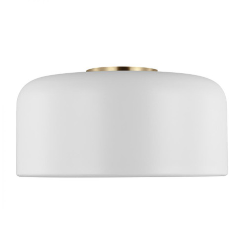 Malone transitional 1-light indoor dimmable medium ceiling flush mount in matte white finish with ma (7725|7605401-115)