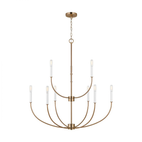 Greenwich modern farmhouse 9-light indoor dimmable chandelier in satin brass gold finish (7725|3167109-848)