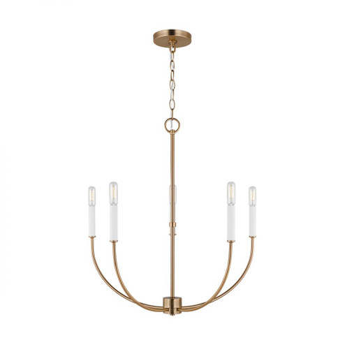 Greenwich modern farmhouse 5-light indoor dimmable chandelier in satin brass gold finish (7725|3167105-848)