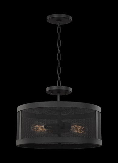 Gereon traditional 2-light indoor dimmable ceiling semi-flush mount in black finish (7725|7728502-12)