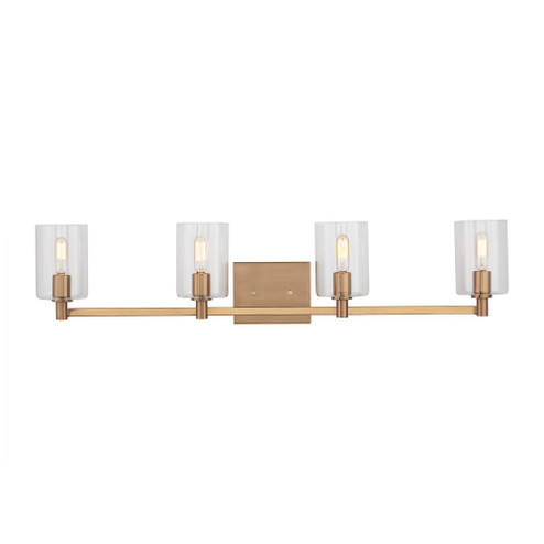Fullton modern 4-light indoor dimmable bath vanity wall sconce in satin brass gold finish (7725|4464204-848)