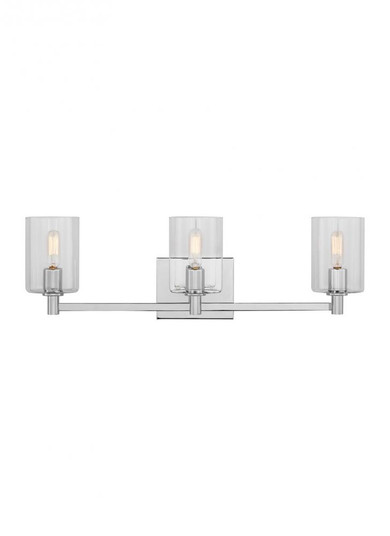 Fullton modern 3-light LED indoor dimmable bath vanity wall sconce in chrome finish (7725|4464203EN-05)