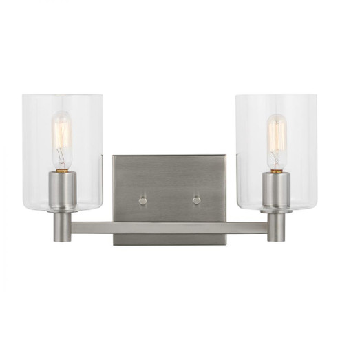 Fullton modern 2-light indoor dimmable bath vanity wall sconce in brushed nickel finish (7725|4464202-962)