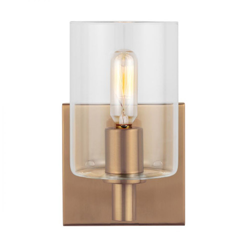 Fullton modern 1-light LED indoor dimmable bath vanity wall sconce in satin brass gold finish (7725|4164201EN-848)