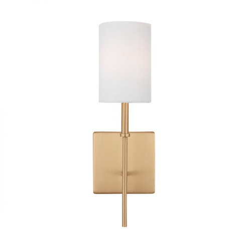 Foxdale transitional 1-light indoor dimmable bath sconce in satin brass gold finish with white linen (7725|4109301-848)