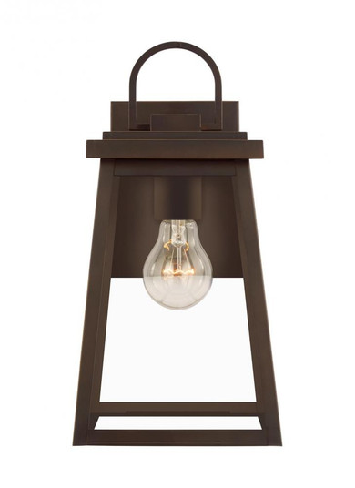 Founders modern 1-light LED outdoor exterior medium wall lantern sconce in antique bronze finish wit (7725|8648401EN7-71)