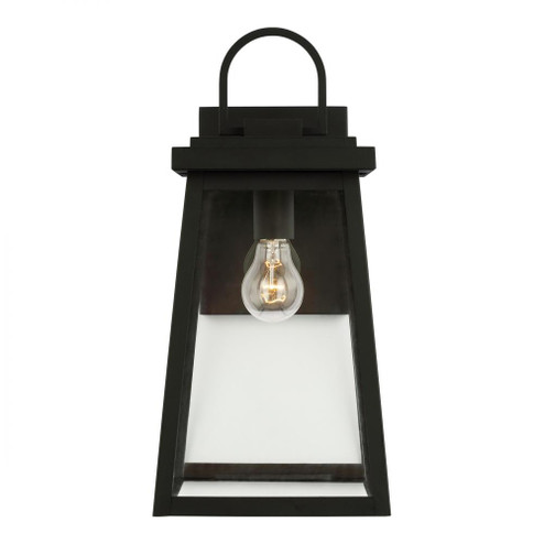 Founders modern 1-light LED outdoor exterior large wall lantern sconce in black finish with clear gl (7725|8748401EN3-12)