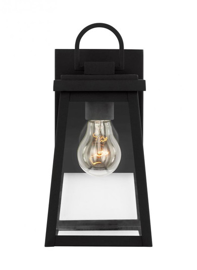 Founders modern 1-light LED outdoor exterior small wall lantern sconce in black finish with clear gl (7725|8548401EN7-12)