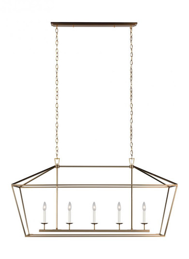 Dianna transitional 5-light LED indoor dimmable linear ceiling chandelier pendant light in satin bra (7725|6692605EN-848)