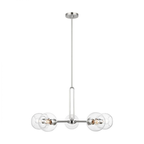 Codyn contemporary 5-light indoor dimmable large chandelier in brushed nickel silver finish with cle (7725|3255705-962)