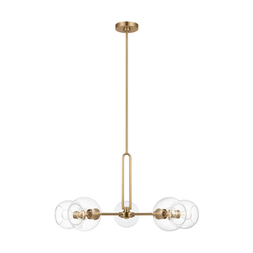 Codyn contemporary 5-light indoor dimmable large chandelier in satin brass gold finish with clear gl (7725|3255705-848)