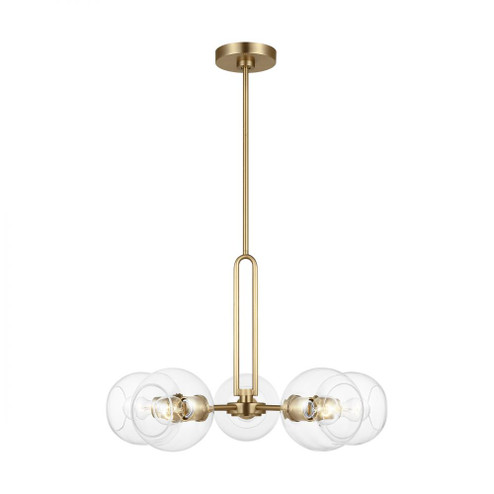 Codyn contemporary 5-light indoor dimmable medium chandelier in satin brass gold finish with clear g (7725|3155705-848)