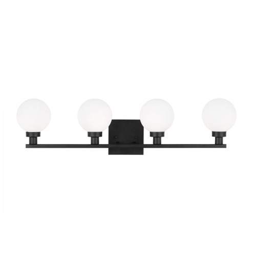 Clybourn modern 4-light indoor dimmable bath vanity sconce in midnight black finish with white milk (7725|4461604-112)