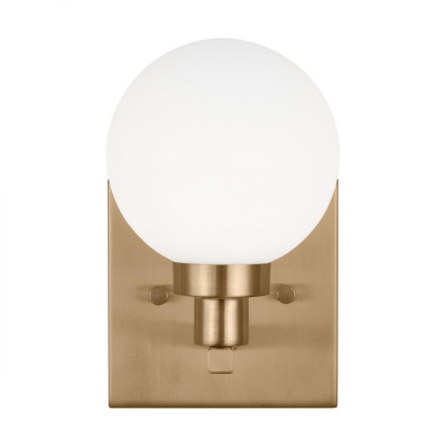 Clybourn modern 1-light indoor dimmable bath vanity wall sconce in satin brass gold finish with whit (7725|4161601-848)