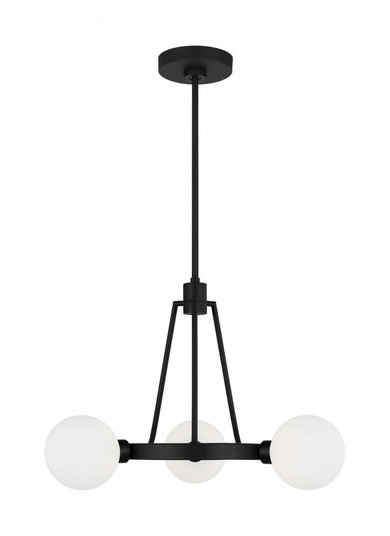Clybourn modern 3-light indoor dimmable chandelier in midnight black finish with white milk glass sh (7725|3161603-112)