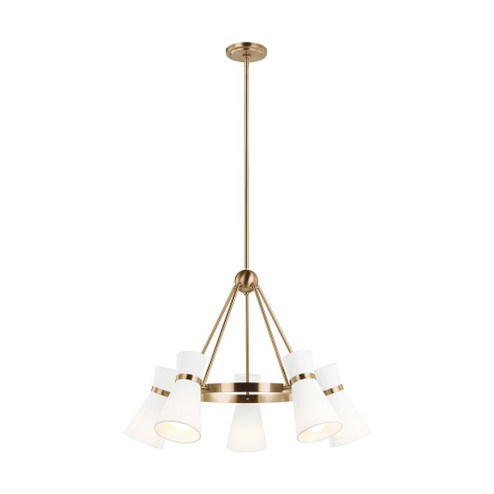 Clark modern 5-light LED indoor dimmable ceiling chandelier pendant light in satin brass gold finish (7725|3190505EN3-848)