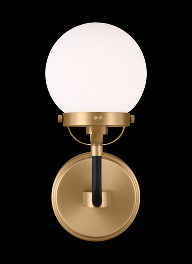 Cafe mid-century modern 1-light LED indoor dimmable bath vanity wall sconce in satin brass gold fini (7725|4187901EN-848)