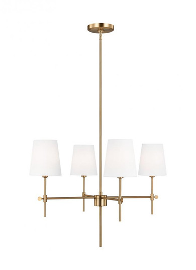 Baker modern 4-light LED indoor dimmable ceiling small chandelier pendant light in satin brass gold (7725|3187204EN-848)