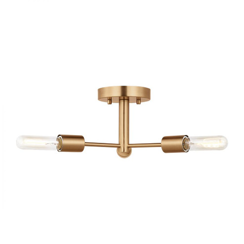 Axis modern 3-light indoor dimmable semi-flush ceiling mount in satin brass gold finish (7725|7700503-848)
