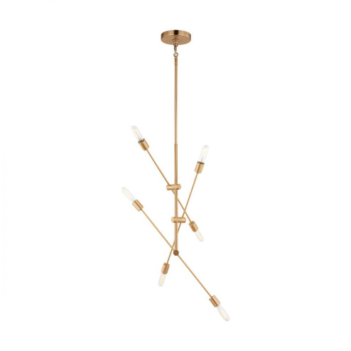 Axis modern 6-light indoor dimmable large chandelier in satin brass gold finish (7725|3200506-848)