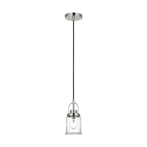 Anders industrial 1-light indoor dimmable mini pendant in polished nickel finish with clear glass sh (7725|6544701-962)
