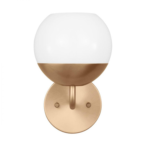 Alvin modern LED 1-light indoor dimmable bath wall sconce in satin brass gold finish with white milk (7725|4168101EN3-848)