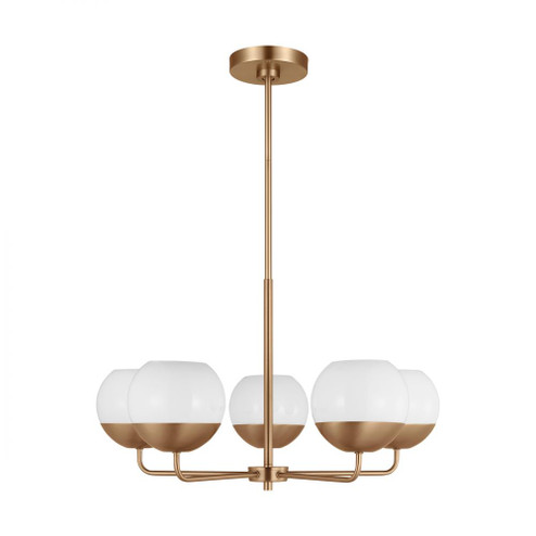 Alvin modern 5-light indoor dimmable chandelier in satin brass gold finish with white milk glass glo (7725|3168105-848)