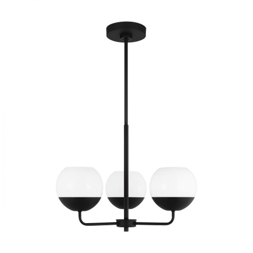 Alvin modern 3-light indoor dimmable chandelier in midnight black finish with white milk glass globe (7725|3168103-112)