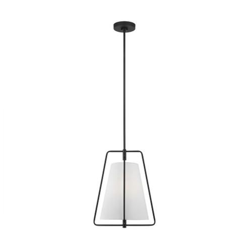 Allis modern industrial LED 1-light indoor dimmable pendant in midnight black finish with white line (7725|6507401EN3-112)