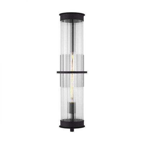Alcona transitional 1-light outdoor exterior extra-large wall lantern in black finish with clear flu (7725|8826701-12)
