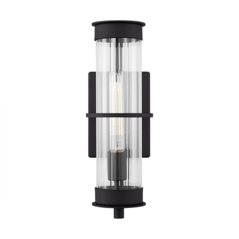 Alcona transitional 1-light outdoor exterior medium wall lantern in black finish with clear fluted g (7725|8626701-12)