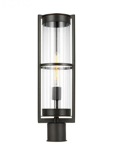 Alcona transitional 1-light outdoor exterior post lantern in antique bronze finish with clear fluted (7725|8226701-71)