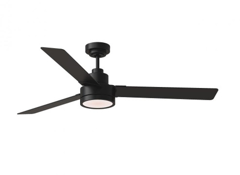 Jovie 58'' Dimmable Indoor/Outdoor Integrated LED Midnight Black Ceiling Fan with Light Kit, Hand (38|3JVR58MBKD)