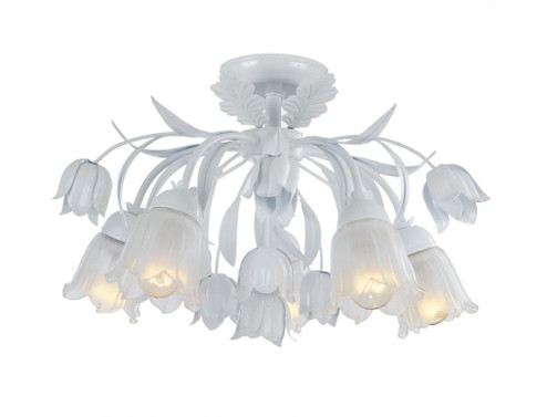 Southport 5 Light Wet White Floral Semi Flush Mount (205|4810-WW)