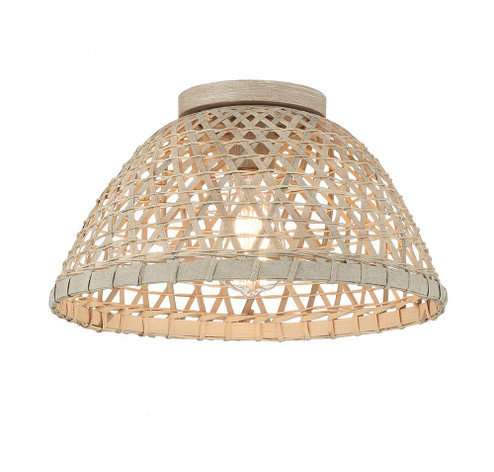 1-Light Ceiling Light in Matte Black and Natural Rattan (8483|M60073NR)