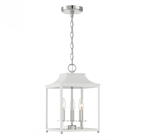 3-Light Pendant in White with Polished Nickel (8483|M30013WHPN)