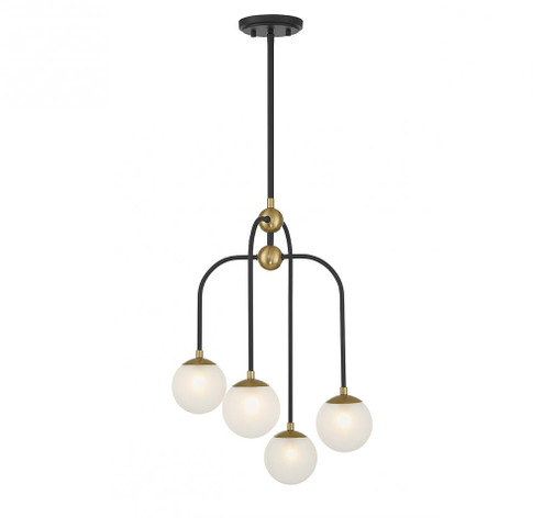 Couplet 4-Light Chandelier in Matte Black with Warm Brass Accents (128|1-6697-4-143)