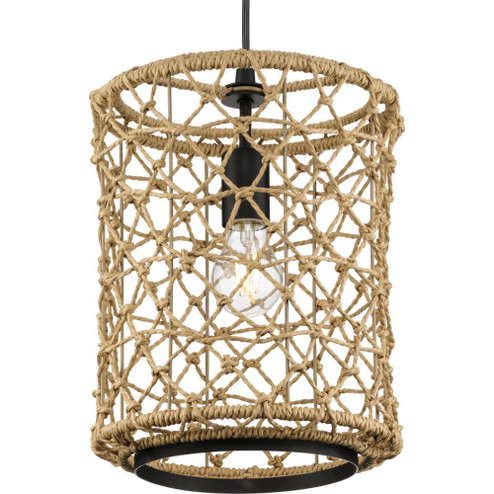 Chandra Collection One-Light Matte Black Global Pendant with Woven Shade (149|P500419-31M)