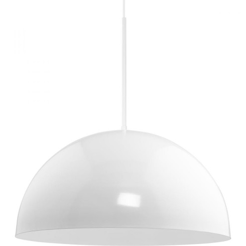 Perimeter Collection One-Light White Mid-Century Modern Pendant with metal Shade (149|P500380-030)