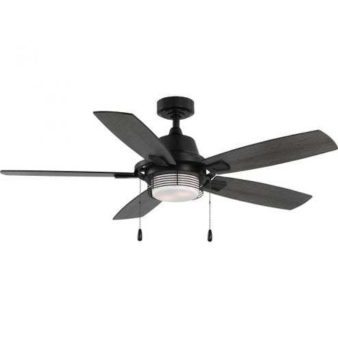 Freestone Collection 52 in. Five-Blade Matte Black Transitional Ceiling Fan with LED Lamped Light Ki (149|P250095-31M-WB)