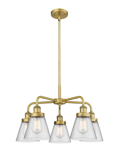 Cone - 5 Light - 25 inch - Brushed Brass - Chandelier (3442|916-5CR-BB-G64)