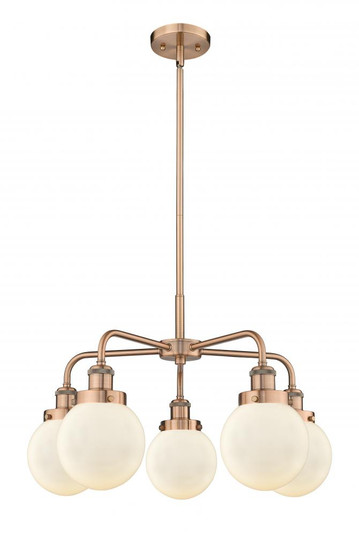 Beacon - 5 Light - 25 inch - Antique Copper - Chandelier (3442|916-5CR-AC-G201-6)