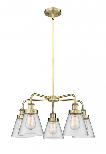 Cone - 5 Light - 25 inch - Antique Brass - Chandelier (3442|916-5CR-AB-G62)