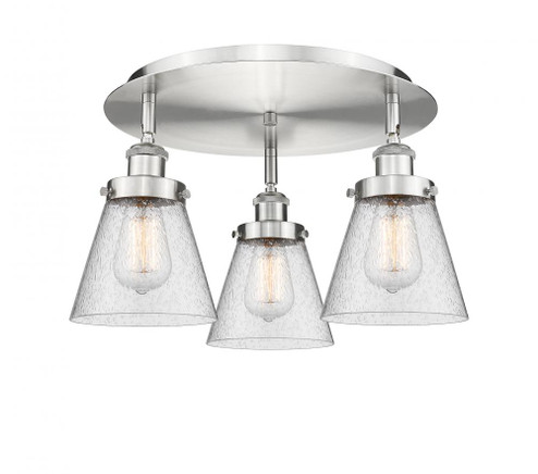 Cone - 3 Light - 18 inch - Satin Nickel - Semi-Flush Mount (3442|916-3C-SN-G64)