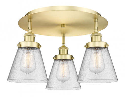 Cone - 3 Light - 18 inch - Satin Gold - Semi-Flush Mount (3442|916-3C-SG-G64)