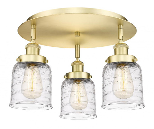 Bell - 3 Light - 17 inch - Satin Gold - Semi-Flush Mount (3442|916-3C-SG-G513)
